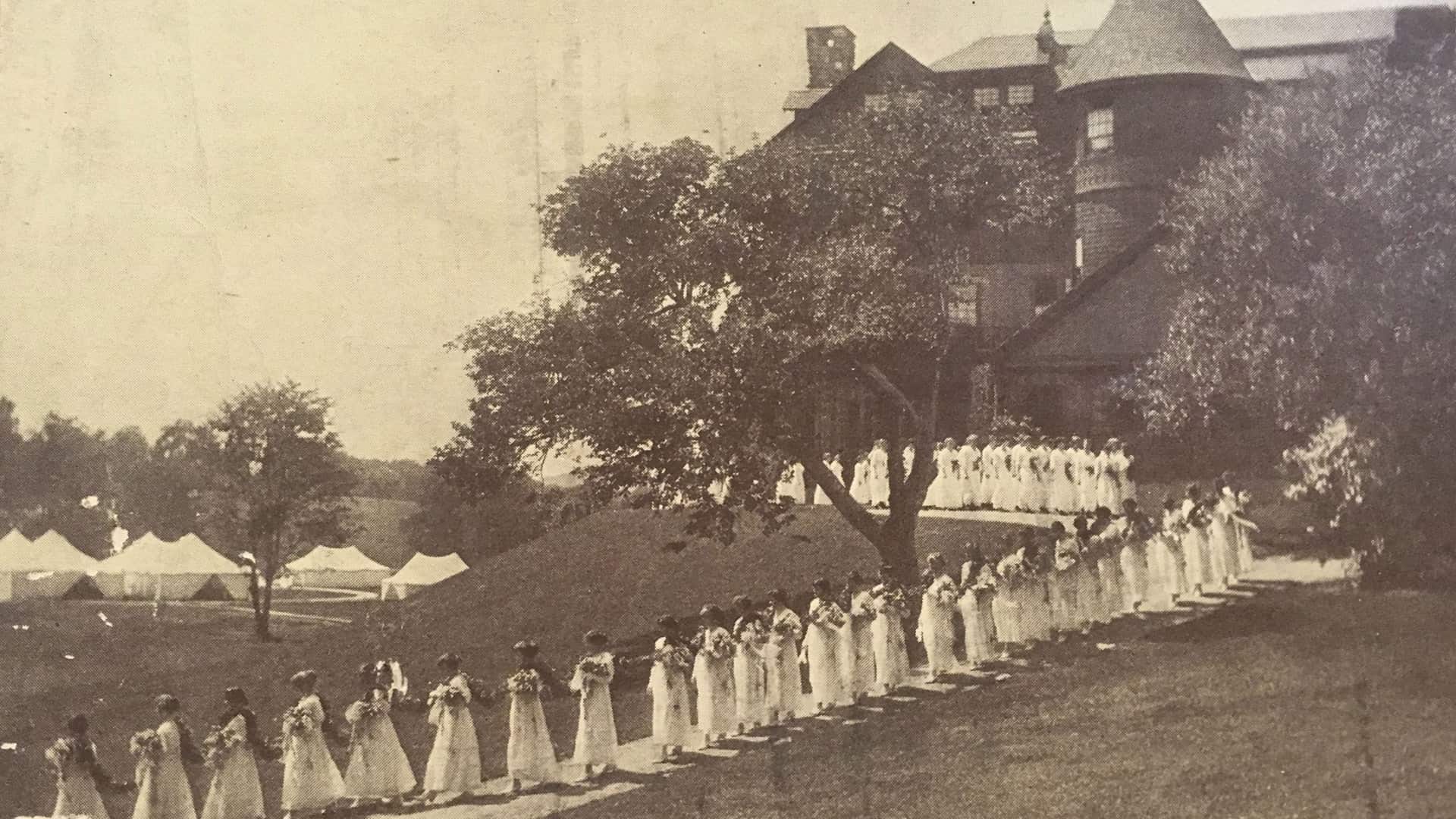 Women Outside Halcyon Hall